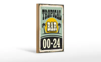 Produktbild von Holzschild Alkohol 12x18cm Tropical Bar Retro 00-24