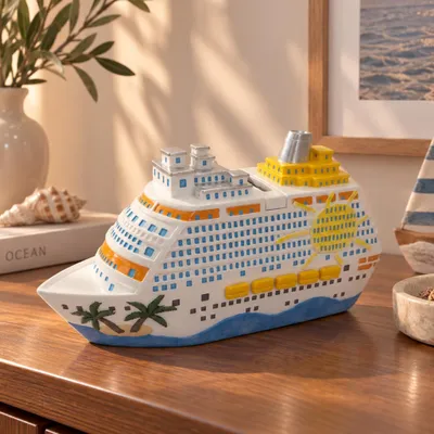 Imagen del producto de Caja registradora grande con forma de barco de crucero, de colores, de 20 cm