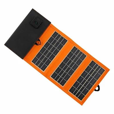 Obrázek produktu pro Solární panelová nabíječka 10W 1 USB port černá a oranžová A02