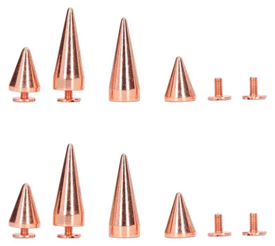 Produktbild von 10 Stück Punk-Kegelstifte, roségoldfarbene, galvanisierte Metallstifte mit Schraubverschluss für DIY-Lederarbeiten, Kleidung und Taschen