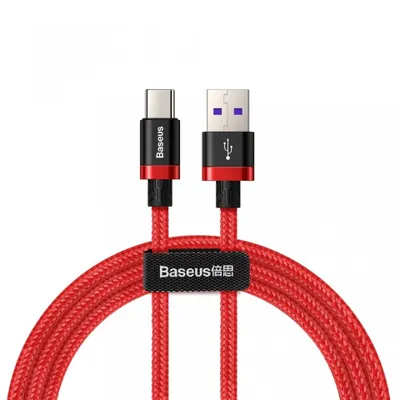 Produktbild von Baseus USB / USB-C Ladekabel/Datenkabel Nylon geflochtenes SuperCharge 40W 3.0 QC3.0 rot (1M)