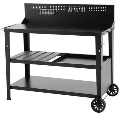 Obrázok produktu pre Multifunkčný grilovací vozík COOKINGBOX, pracovná doska 100 x 50 cm, oceľ, s rukoväťou a 2 kolieskami
