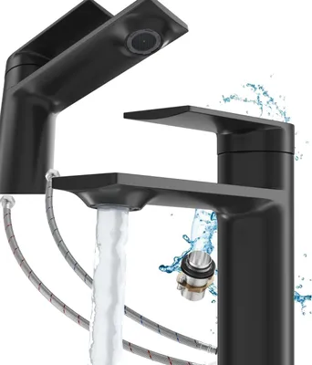 Produktbild von Granitan | Waschtischarmatur Cabo - Schwarz - Niedrig - Hochwertige Materialien - Ergonomisches Design