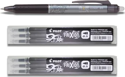 Produktbild von 1 Pilot Frixion Clicker 0.5 schwarz + 6 Ersatzminen 0.5 schwarz