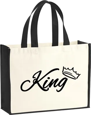 Produktbild von Huuraa Jutetasche King Krone 21 Liter Black Jute und Baumwolle Einkaufstasche Geschenkidee