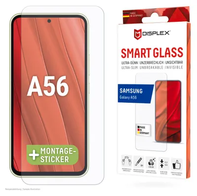Produktbild von Displex Smart Glass (9H) für Samsung Galaxy A36/A56, Montagesticker, unzerbrechlich, Samsung, Galaxy A36/A56, Bruchfest, Schmutzabweisend, Kratzresistent, Transparent, 1 Stück(e)
