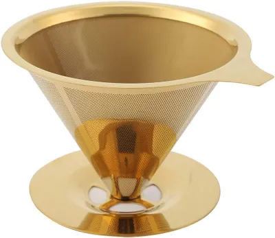 Produktbild von Doppellagiger Edelstahl-Kaffeefilter für Tropfkaffee, optimale Filtration, aromatischer Kaffee, geeignet für alle Haushalte.
