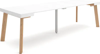 Produktbild von Ausziehbarertisch, 262x90x73cm, Für 12 Gäste, Hölzerne Beine, Weiß