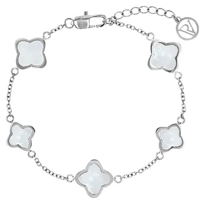 Produktbild von PAUL VALENTINE - Damen Armband Edelstahl - Silberfarben - Kleeblatt Anhänger - P