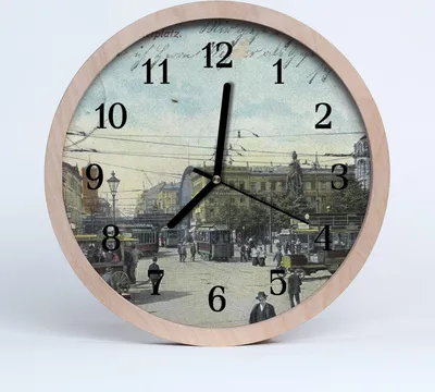 Produktbild von Holzuhr 30fi cm wanduhr - Postkarte Retro City