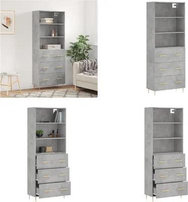 Produktbild von vidaXL Highboard Betongrau 69,5x34x180 cm Holzwerkstoff - Highboard - Highboards - Sideboard - Schrank