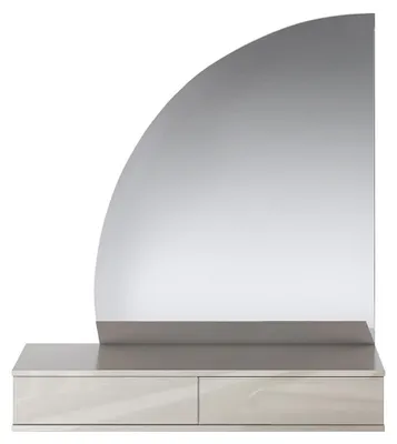 Produktbild von Hängende Frisierkommode mit Spiegel und LED-Beleuchtung - 2 Schubladen - Beige matt - JINEZA