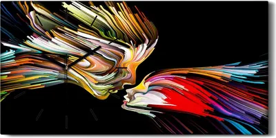 Produktbild von Leinwand Wanduhr Wandkunst Uhr Geräuschlos Kunstdruck 60x30 Abstrakte Kunst Bunt - schwarze Hände