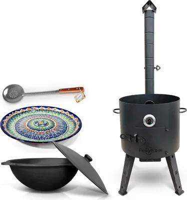 Produktbild von Utschak Uchag Feuerofen Ø 44 cm 2 mm mit Usbekische Kazan 16 L Казан Lagan Учаг Posylka Posylka (31429) GewerblichAngemeldet als gewerblicher Verkäufe