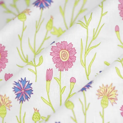 Productafbeelding van Katoenen stof, zonnebloemprint, 150 cm breed - , meerkleurig