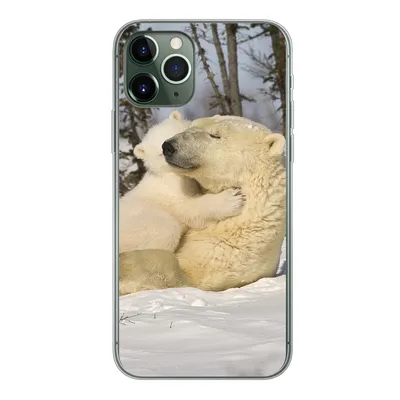 Produktbild von MuchoWow® Handyhülle Schutzhülle Hülle für iPhone 11 Pro Eisbär - Schnee - Höhle - Jungtier Silikon Softcase Handy Hülle - Handy
