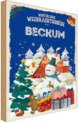 Produktbild von vianmo Holzschild 30x20 cm Weihnachtsgrüße aus BECKUM Weihnachten