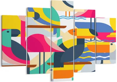 Produktbild von Bild auf Leinwand - Leinwandbild - Vogel Abstraktion - 150x100cm - Wand Bild - Wanddeko - Leinwanddruck - Bilder - Kunstdruck - Wanddekoration - Leinwand bilder - Wandkunst - EA150x100-3747