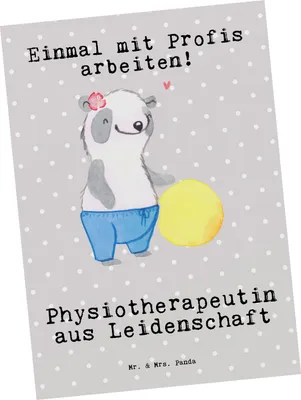 Produktbild von Mr. & Mrs. Panda Postkarte Physiotherapeutin Leidenschaft - Grau Pastell - Geschenk, Ansichtskarte, bildkarte, Grußkarte, Fotokarte, Postkarten