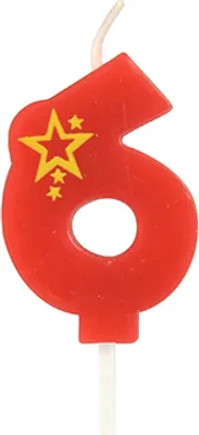 Produktbild von PAPSTAR Zahlenkerze Mini 6 6,8cm rot