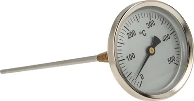 Produktbild von tecuro Ø 80 mm Bi-Metall Rauchgas - Thermometer 0 - 500°C mit Sonde 300 mm und Klemmkonus