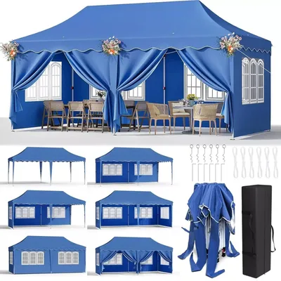 Immagine prodotto di Gazebo da giardino - Tenda per feste - Tende per feste - Gazebo - Tenda pieghevole per feste - 3x6 metri - Impermeabile - Pieghevole