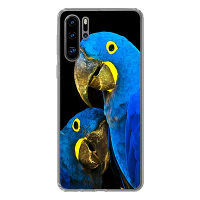 Produktbild von MuchoWow® Handyhülle Schutzhülle Hülle für Huawei P30 Pro Papagei - Vogel - Federn - Blau Silikon Softcase Handy Hülle - Schutzdeckel