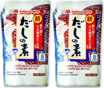 Produktbild von 2er Pack - MARUTOMO Würzpulver für Suppen Dashi no Moto (2x 48g) | Miso Würzmittel | Bonito Dashi Soup Stock | Dashi Powder