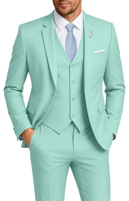Produktbild von Herren Anzug 3-teiliges Set Slim Fit Hochzeit Trauzeugen Anzug für Männer Zwei K