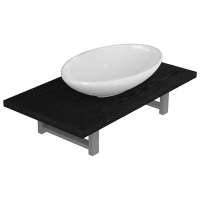 Image de vidaXL Ensemble de meubles de salle de bain 2 pièces céramique noir