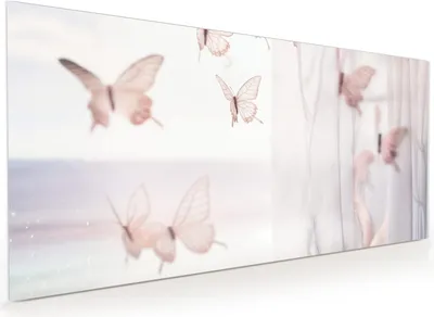 Produktbild von Küchenrückwand Spritzschutz Glas mit Motiv Schmetterlinge Vorhangsins 40 x 40 cm