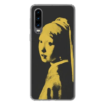 Produktbild von MuchoWow® Handyhülle Schutzhülle Hülle für Huawei P30 Mädchen mit Perlenohrring - Vermeer - Schwarz - Gelb Silikon Softcase Handy Hülle - Kartenbesitzer