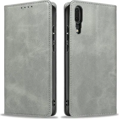 Produktbild von Handyhülle für Huawei P20 Kunstleder Flip Cover Hülle Handytasche Case Kartenfach Farbe: Grau
