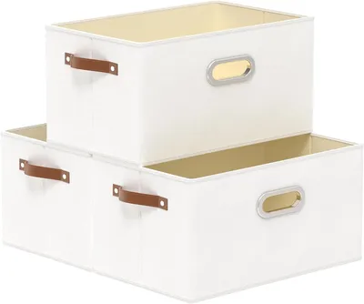 Produktbild von Aufbewahrungsboxen,3 Stück Faltbare Stoffboxen,38x25x21cm, Weiß