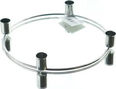 Produktbild von 4er Stab-Kerzenhalter Metall-Adventsring Silberfarben Ø 23 cm x 3,5 cm