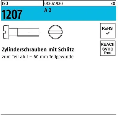 Produktbild von Reyher  Zylinderschrauben ISO 1207 A 2 M 2 x 12 A 2 (1000 Stück)