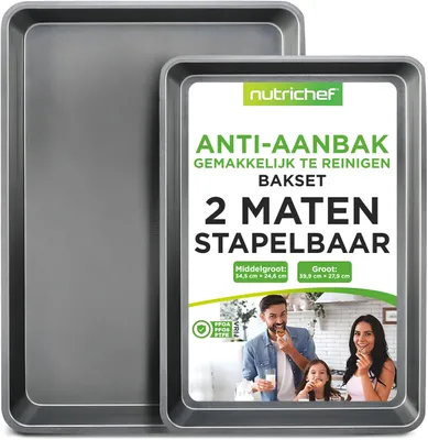 Productafbeelding van Bakplaat - Koolstofstaal - Set van 2 - 40 x 28 cm en 34 x 24,5 cm