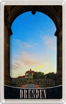 Image de vianmo Plaque en tôle 18x12 cm Dresden Schloss Vorgarten Mittelalter