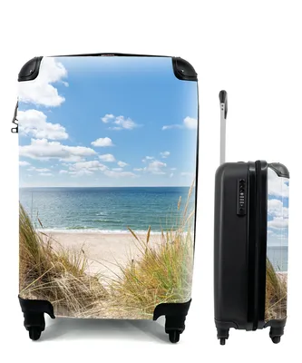 Produktbild von MuchoWow® Koffer Handgepäck Trolley Rollkoffer Kleine Reisekoffer mit 4 Rollen - Düne - Gras - Meer - Strand - Cabin Size < 55x40x23 cm & 55x40x20 cm - Fotokoffer - Kabinenkoffer - Boardgepäck - Reise-Box - Reisekoffer - Reisegepäck - Koffer mit Bild - Trolley für Kinder