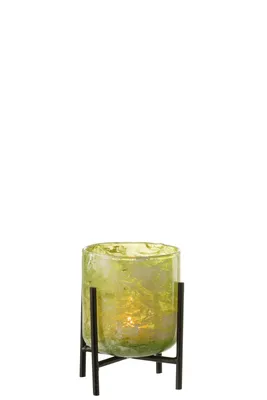 Immagine prodotto di J-Line lanterna base vetro/ferro marmo verde piccola