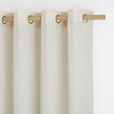 Image de Rideaux courts, semi-transparents, en lin, dimensions 137 x 140 cm, couleur beige, lot de 2