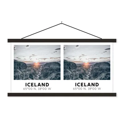 Produktbild von MuchoWow® Textilposter Island - Berge - Wasser - Sonne 60x30 cm mit schwarzem Rahmen - Textilien