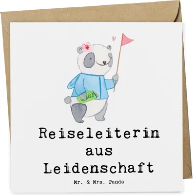 Produktbild von Mr. & Mrs. Panda Glückwunschkarte Reiseleiterin Leidenschaft - Weiß - Geschenk, faltkarte, Grußkarte, doppelkarte, Klappkarte, anlasskarte