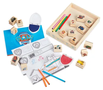 Produktbild von Melissa & Doug PAW Patrol Holzstempel-Set mit Stiften & Aktivitätsblock - 25 Teile