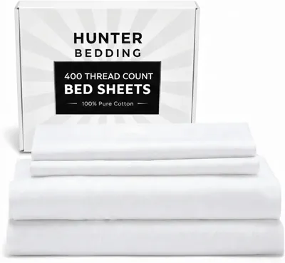 Productafbeelding van 400 TC Puur katoenen lakenset, super kingsize - luxe hotelkwaliteit, extra zacht, ademend en verkoelend - kreukbestendig, gemakkelijke pasvorm