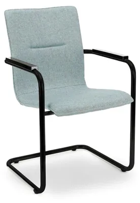 Productafbeelding van Workliving vergaderstoel X6 - sledeframe - wolvilt Fenice 351 zachtblauw - zwart frame