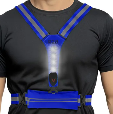 Productafbeelding van R2B Hardloopvest met Verlichting & Opbergvak – USB-C Oplaadbaar – Blauw