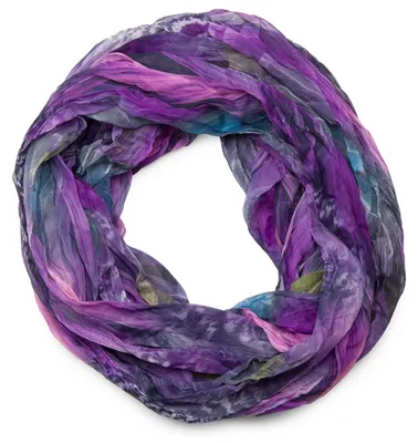 Produktbild von styleBREAKER Damen Loopschal Feder Muster Batik Style | leichter Schlauchschal mit Crash Crinkle Optik | weiches Halstuch für Frühling und Sommer