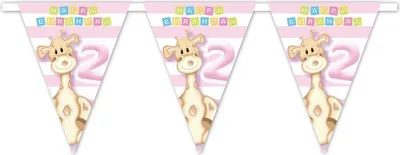 Produktbild von 2. Geburtstag Giraffe Mädchen Wimpelkette