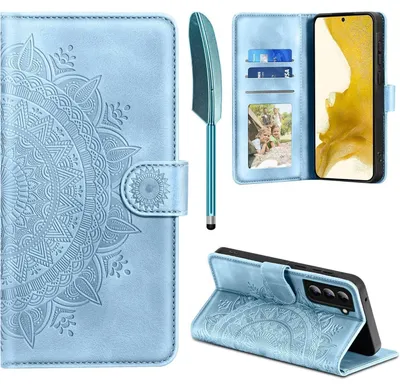 Obrázok produktu pre Koženkové puzdro pre Samsung Galaxy S22 5G Flip, s priehradkami na karty a funkciou stojanu, v modrej farbe